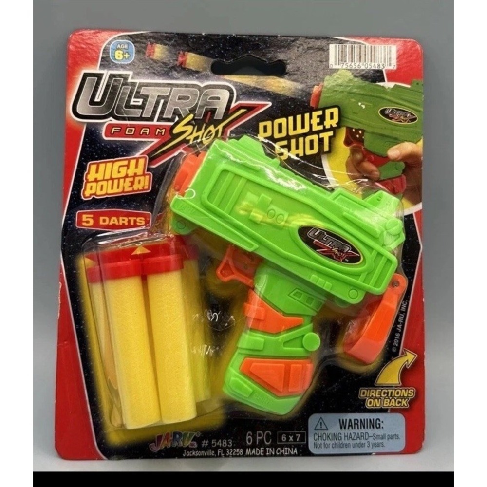 Ultra Foam Power Shot Dart Toy Gun with 5 Foam Darts Ja-Ru NIP
